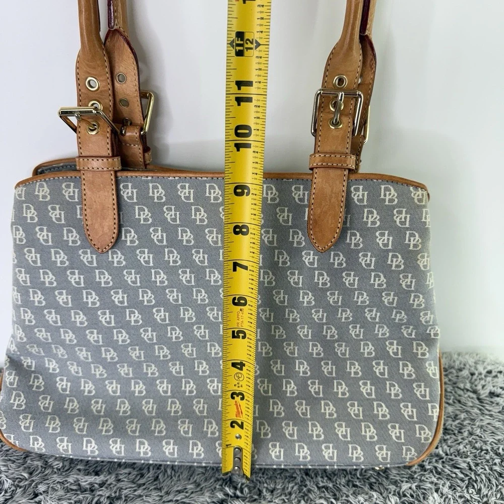 Dooney & Bourke Purse Canvas with Leather Trim Double Handle (Needs Zipper Pull)